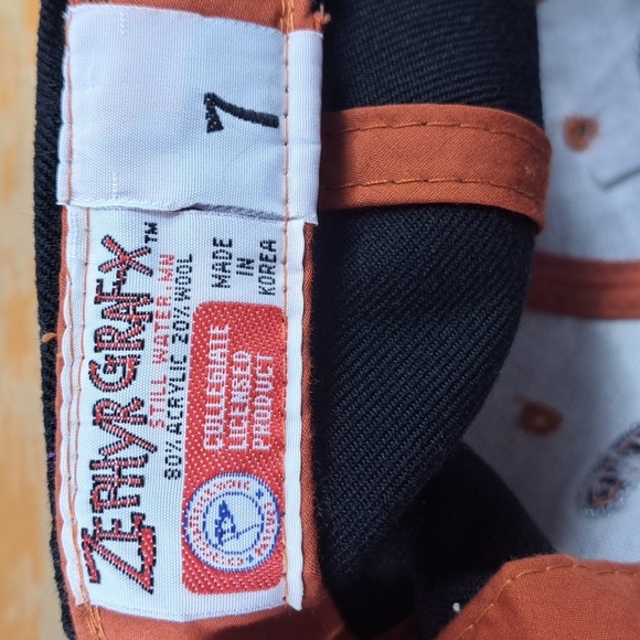 Vintage 90s Texas Longhorns embroidered logo black & orange SZ 7 fitted hat - Picture 7 of 7